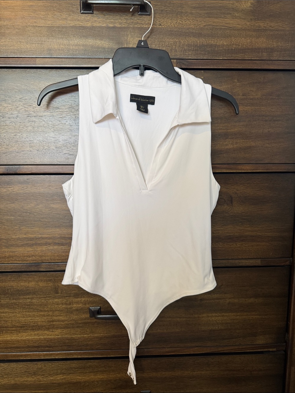 House of Harlow 1960 Cream Sleeveless Polo Bodysuit